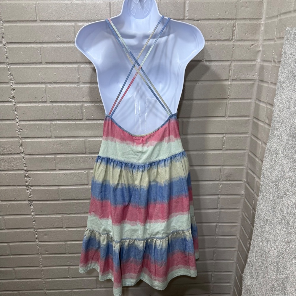 Outerknown Cielo Babydoll Dress Organic Adriatic Striped Tie Dye Tiered NWT L - Picture 6 of 15